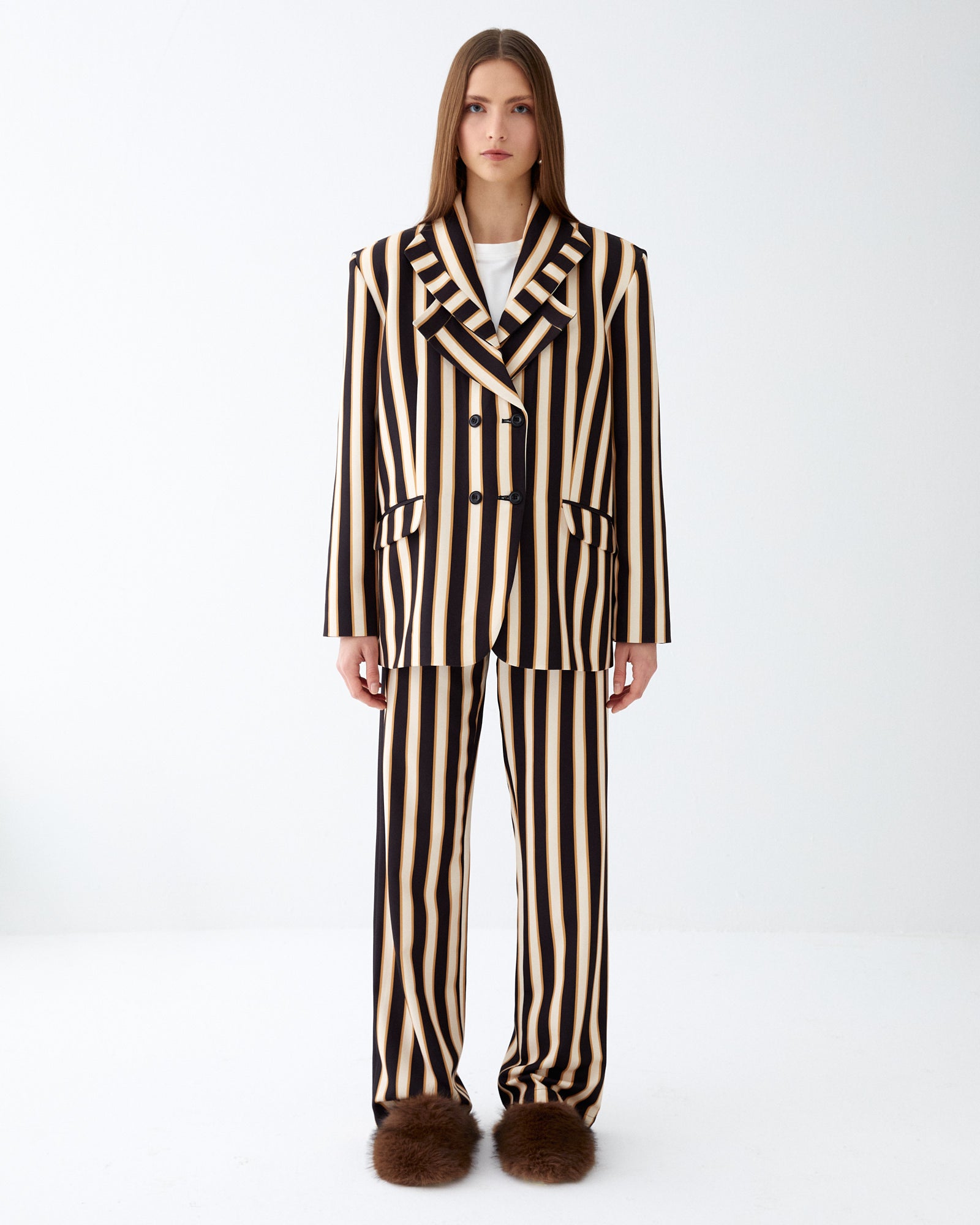 Brown Striped Pants
