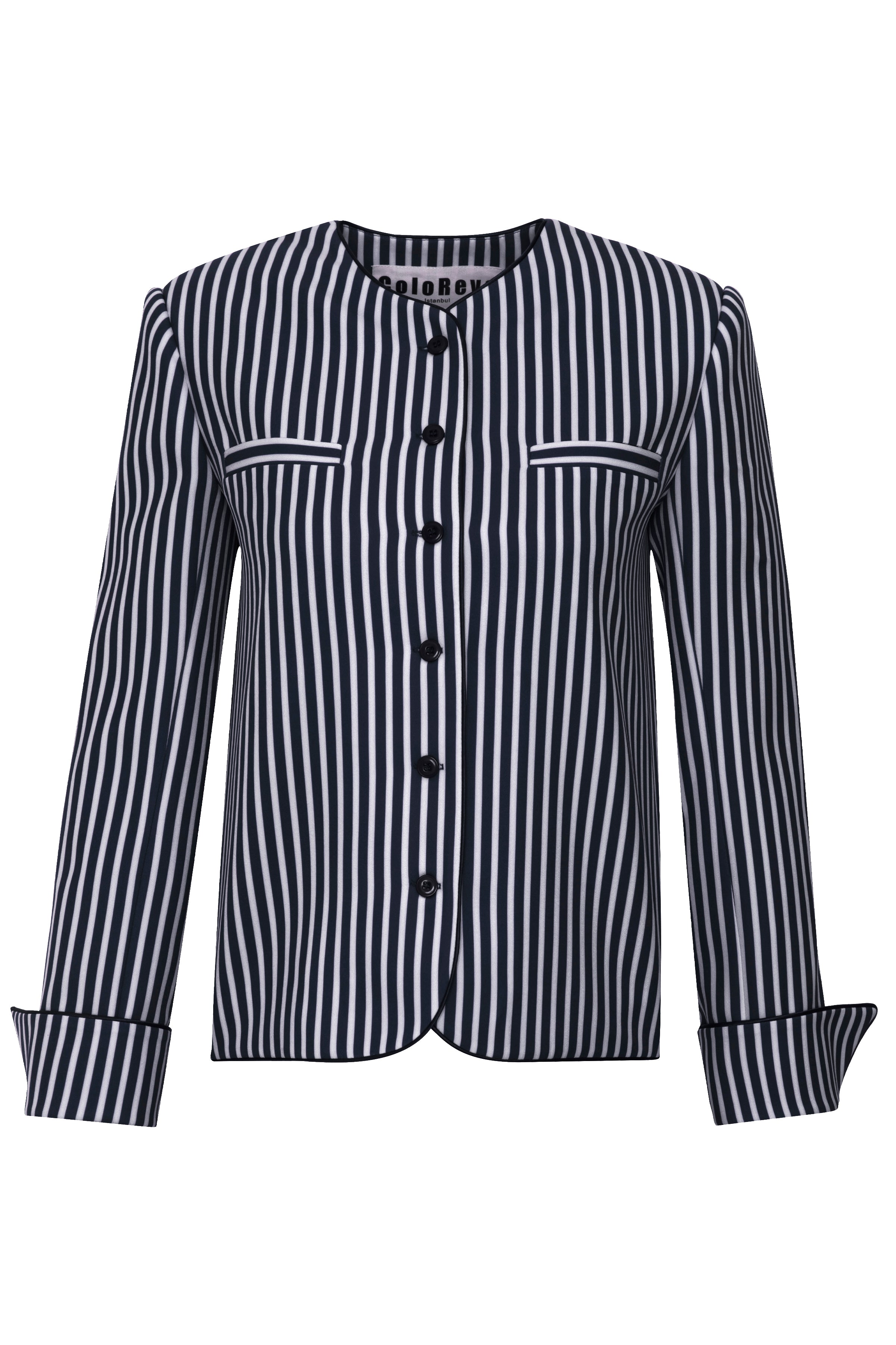 Striped Mini Blazer  Navy